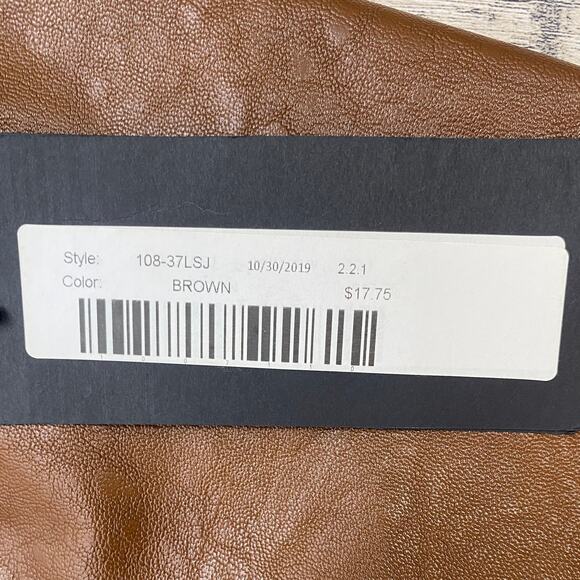 Olivaceous Brown Faux Leather Lined Button Front Tie Waist Mini Skirt Small  NEW - Picture 8 of 8